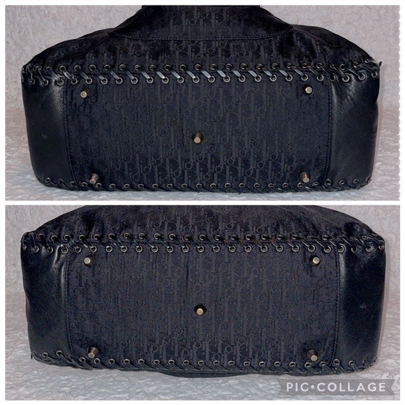 Christian Dior Diorissimo Whipstitch Oblique Heart Charm Shoulder Bag Black - Picture 11 of 16